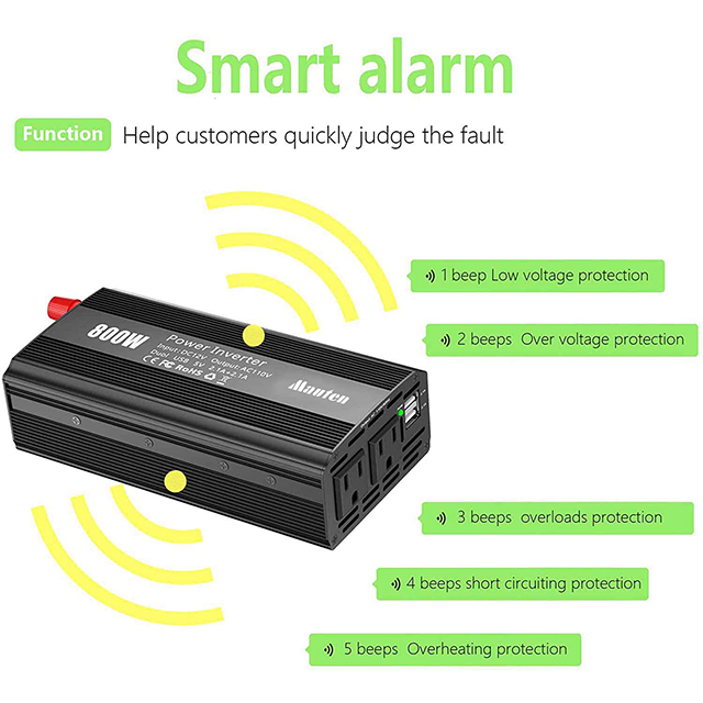 自动 Msw 电源逆变器 800 瓦全功率离网 50Hz 60Hz 12V 至 110V/220V 可充电 房车 汽车家用户外